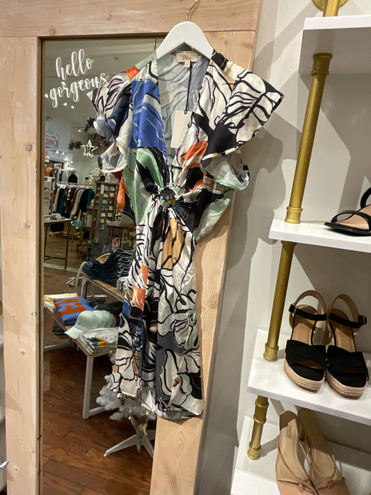 Blue Botanical Dress w/ Ring