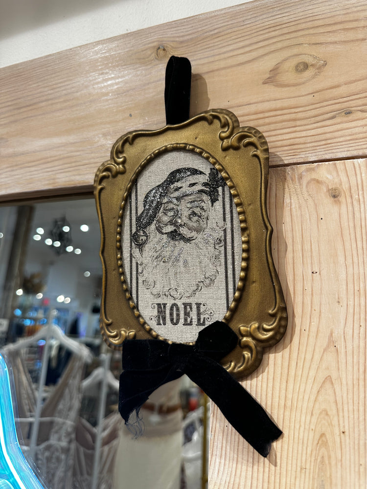 7" Vintage Santa Gazette Framed Christmas Ornament