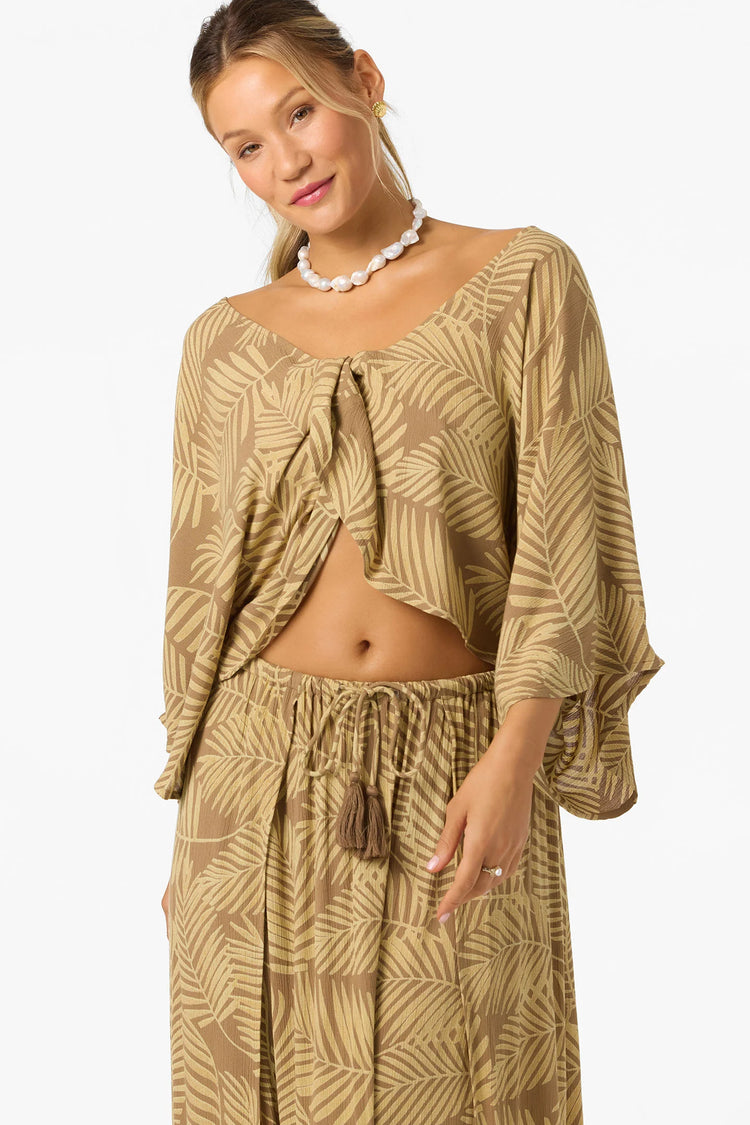 Anna Printed Reversible Coverup Top - Dark Khaki