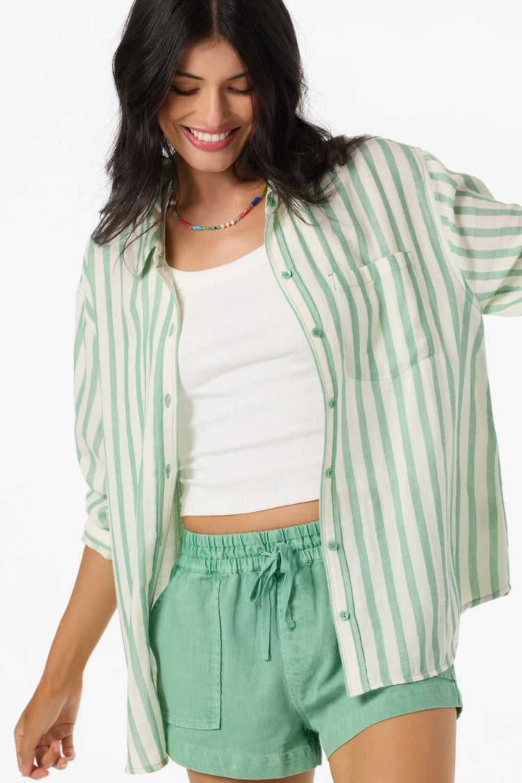 Leni Stripe Relaxed Shirt - Green