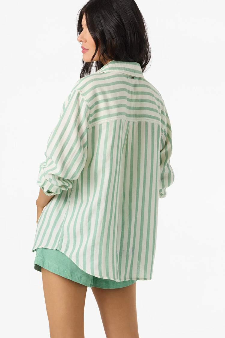 Leni Stripe Relaxed Shirt - Green