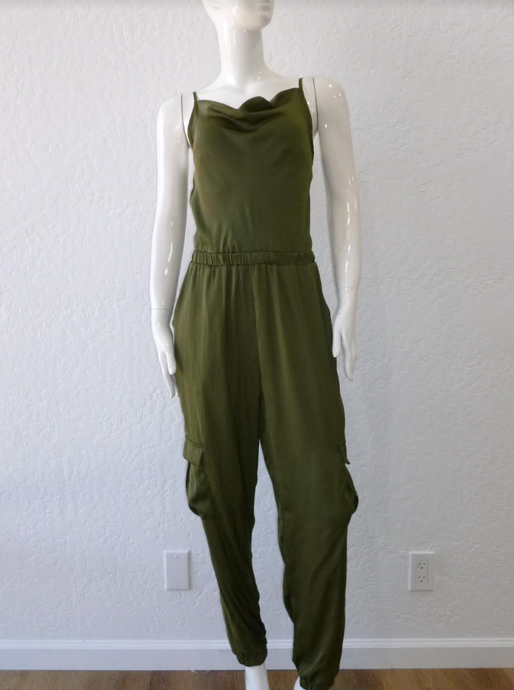 Satin Cargo Jumpsuit