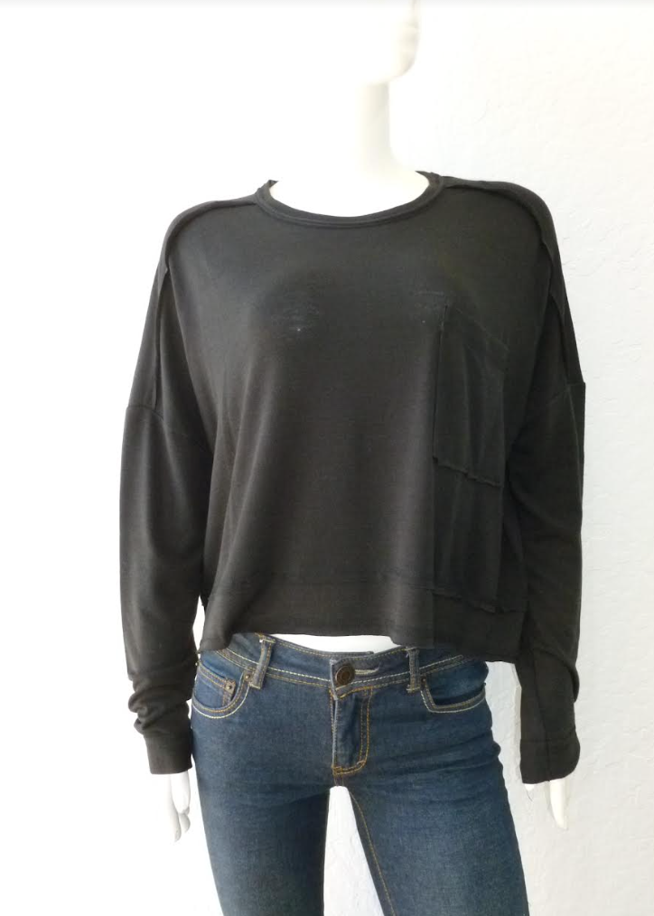Long Sleeve Open Seam Pocket Top
