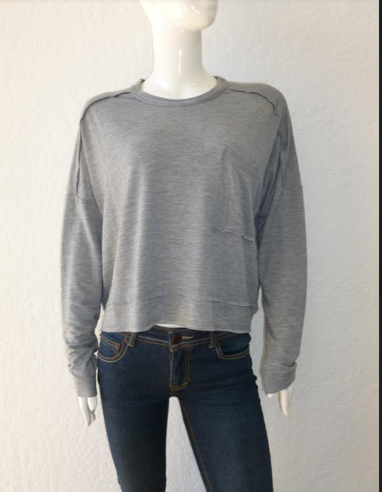 Long Sleeve Open Seam Pocket Top