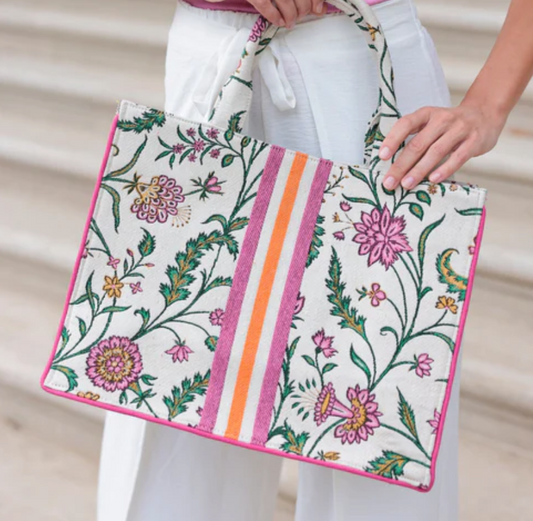 Lana Floral and Stripe Tote