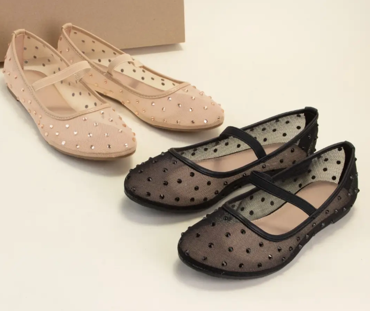 Embellished Sheer Mary Jane Flats