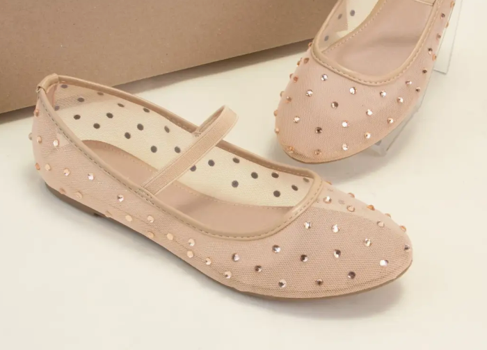 Embellished Sheer Mary Jane Flats