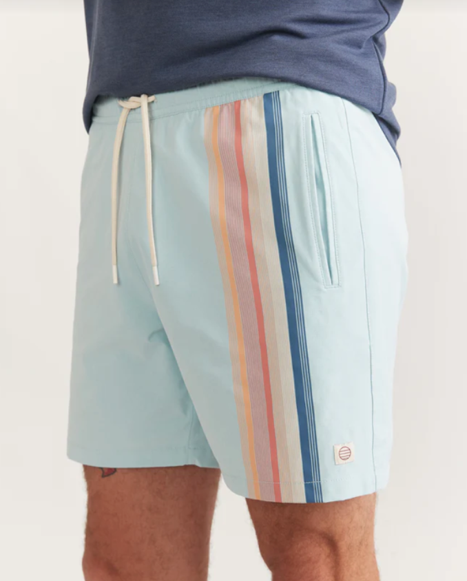 Light Blue Stripe Sport Short 6"