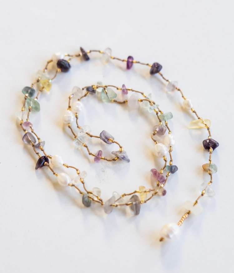 3 Color Beach Stone Lariat