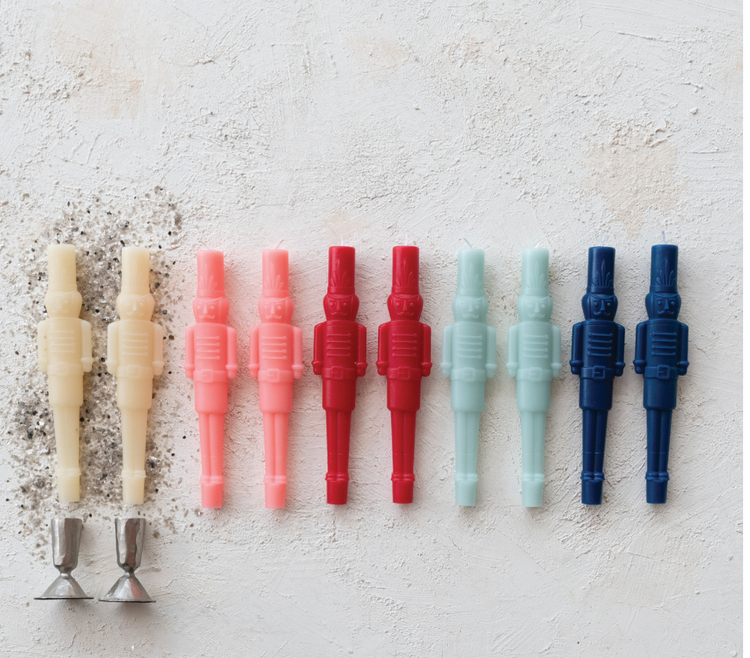Unscented Nutcracker Shaped Taper Candles in Box