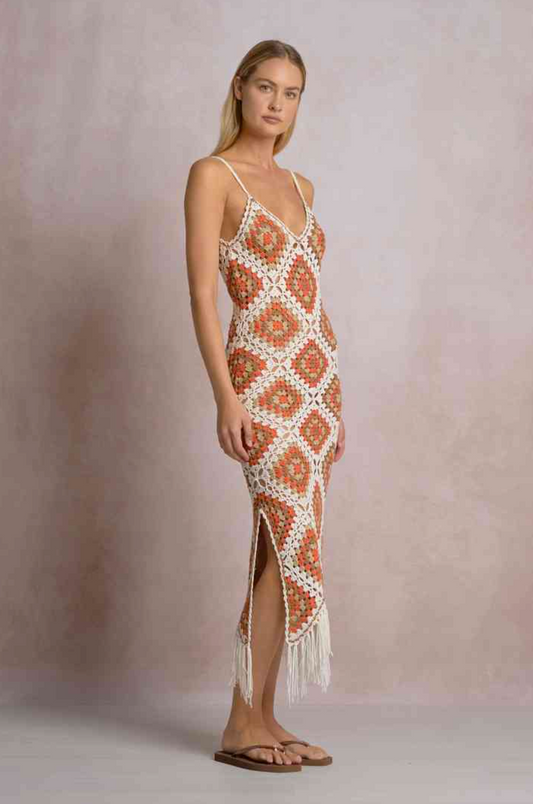 White Clay Combo Maxi Dress