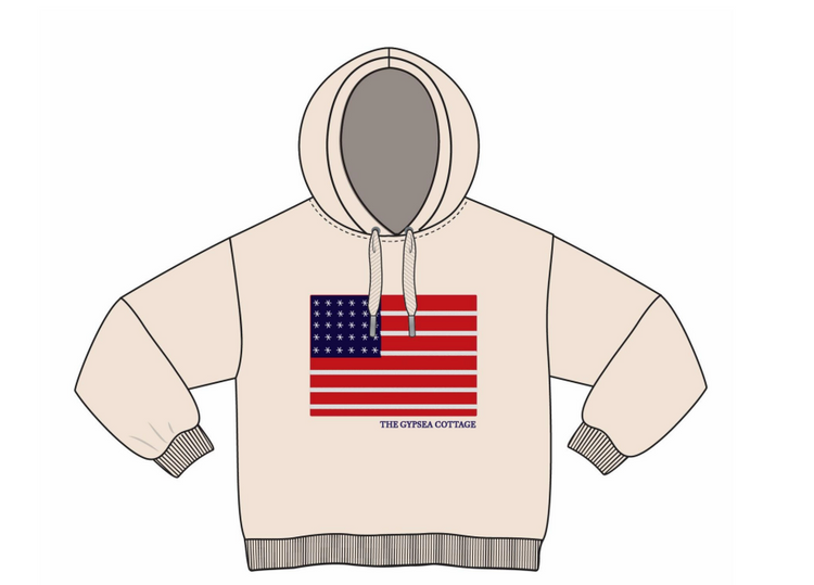 Seaside Sand American Flag Destination Hoodie