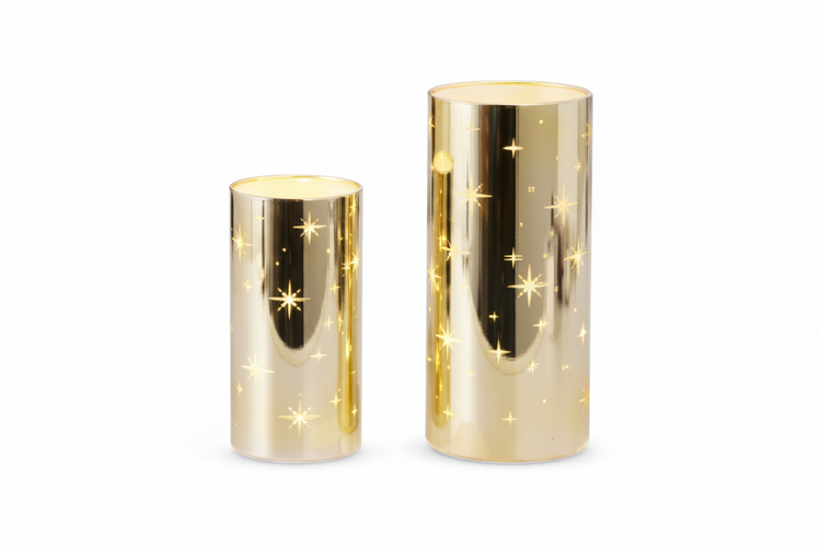 Lighted Gold Star Lanterns