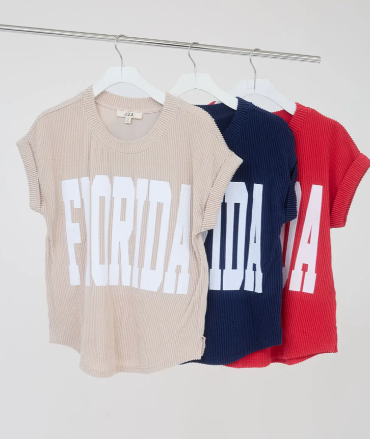 Florida Waffle Print Short Sleeve Top
