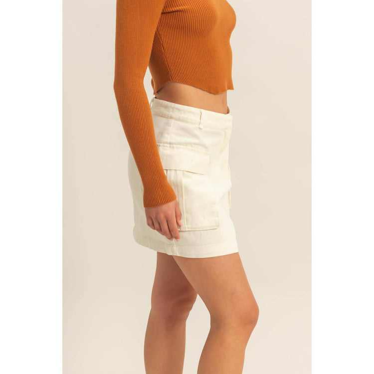 Mineral Washed Cargo Mini Skirt