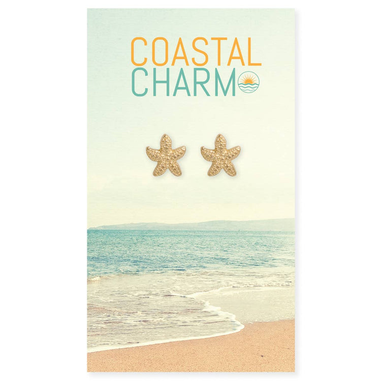Coastal Charm Gold Starfish Post Earrings