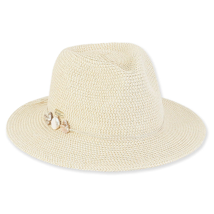 Natural, Paperbraid Fedora W/ Lurex, Brim 2.5"
