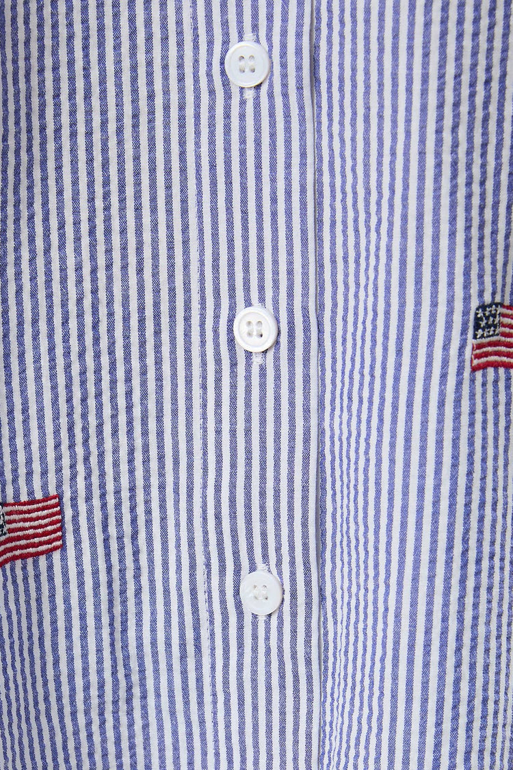 STRIPE FLAG EMBRO OVERSIZED BUTTON DOWN SHIRT