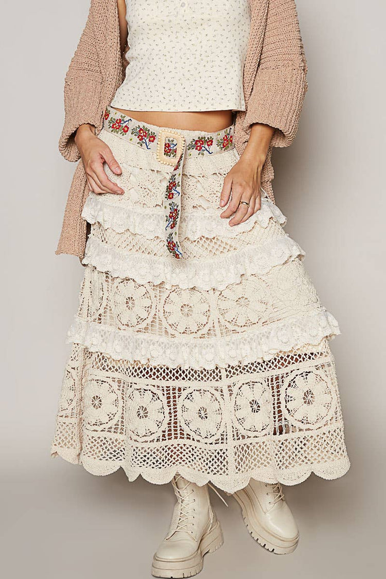 Floral pattern print square buckle belt