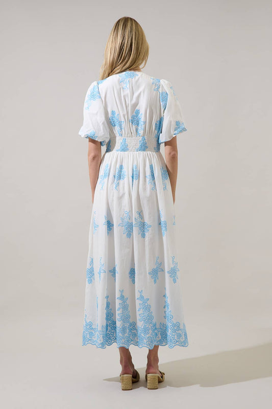 Tannia Embroidered Button Down Maxi Dress
