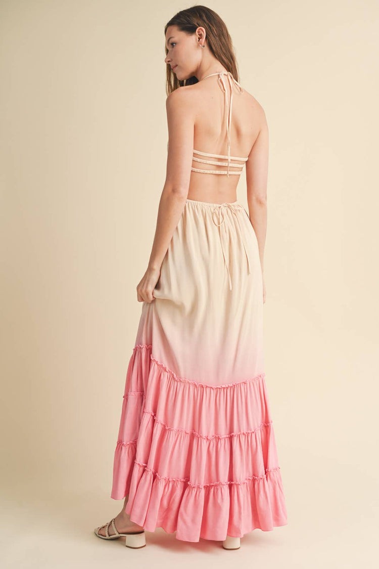 OMBRE OPEN BACK MAXI DRESS