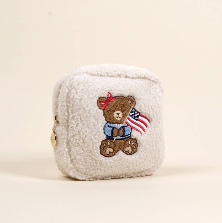 Teddy Pouch–Square Star Spangled Bear