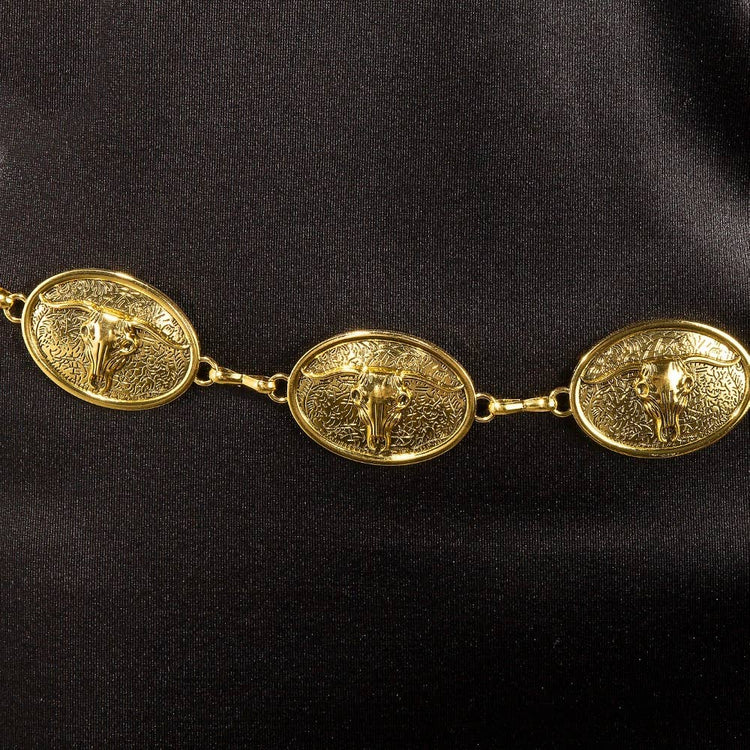 Oval Bull Horn Western Chain Belt