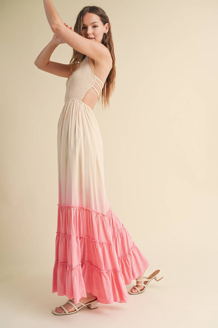 OMBRE OPEN BACK MAXI DRESS