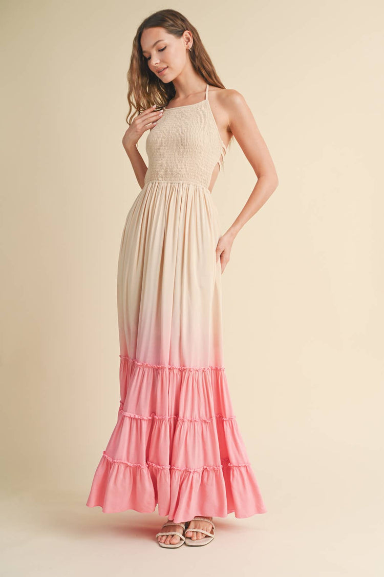 OMBRE OPEN BACK MAXI DRESS