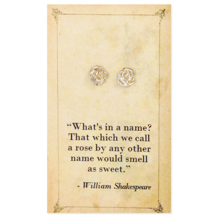 Literary Quotes Gold Rose Post Earrings