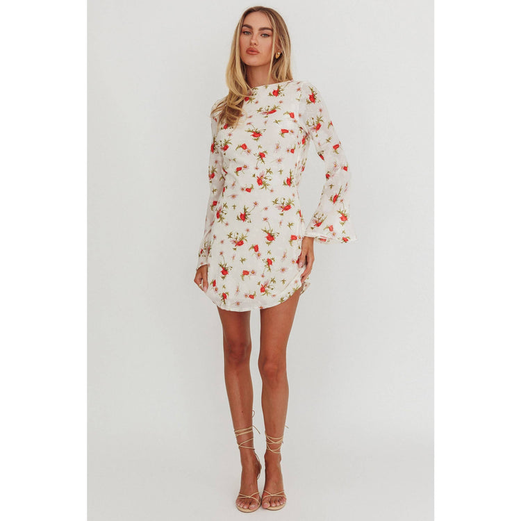 LONG SLEEVE FLORAL MINI DRESS