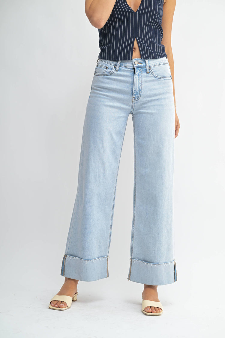 Cuffed Wide Ankle Relaxed Jeans