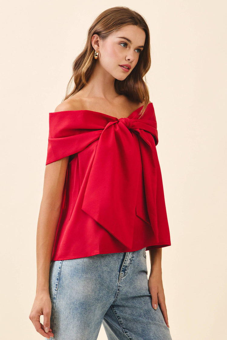 Bow Accented Off The Shoulder Top