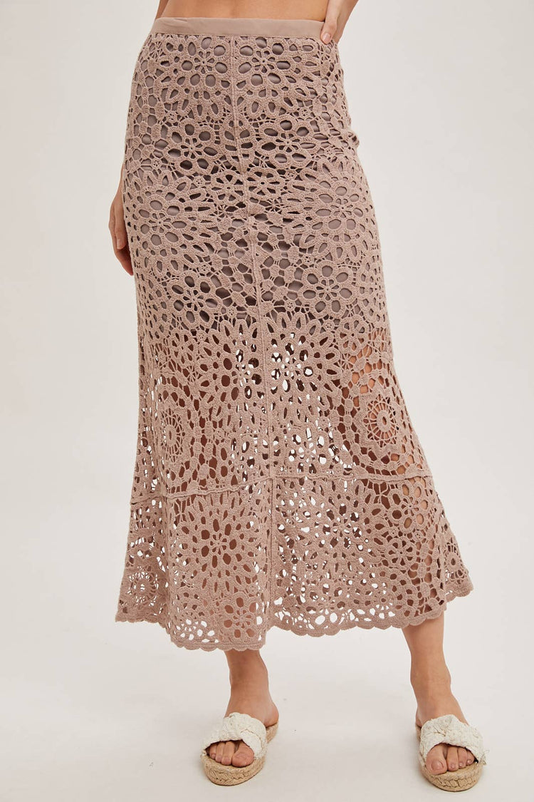 CROCHET MIDI SKIRT WITH LINING