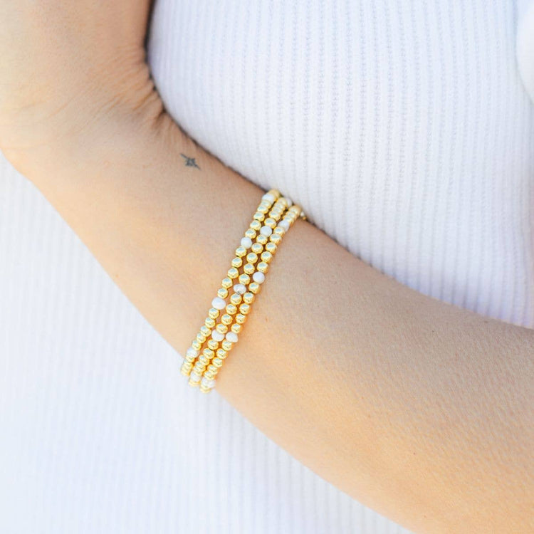 4 mm Bead & Pearl Stretch Bracelets