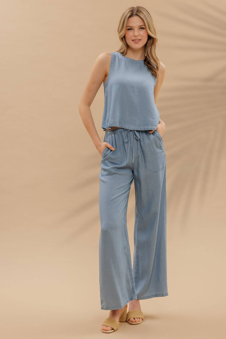 Button Detail Chambray Top