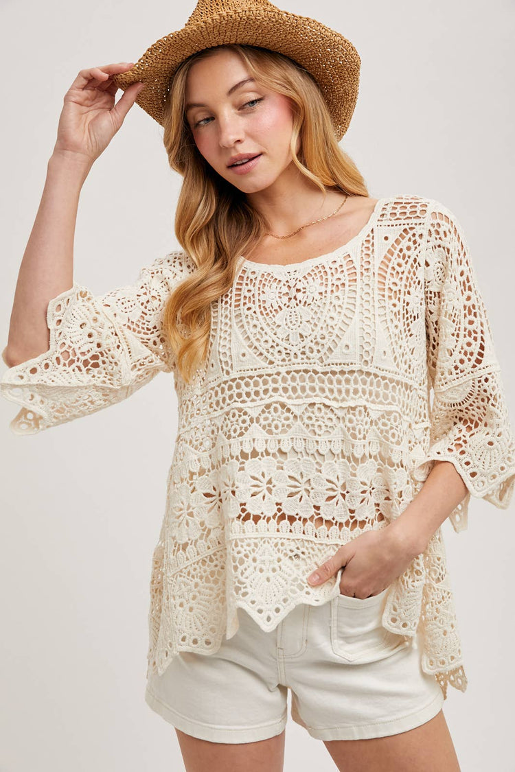 Sheer CROCHET TOP WITH NO LINING