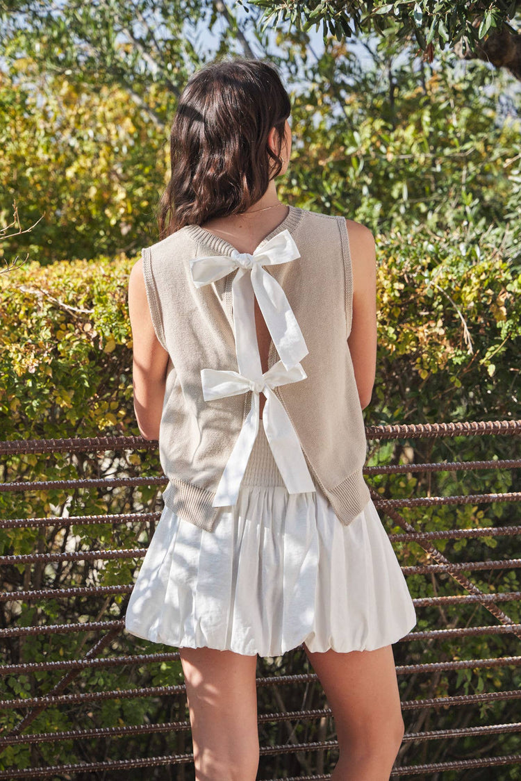 Sweaters Vest Top With Back Bow Ties