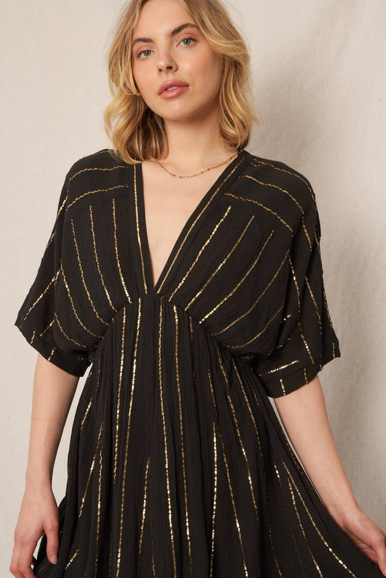 Sequin Stripe Kimono Sleeve Mini Dress