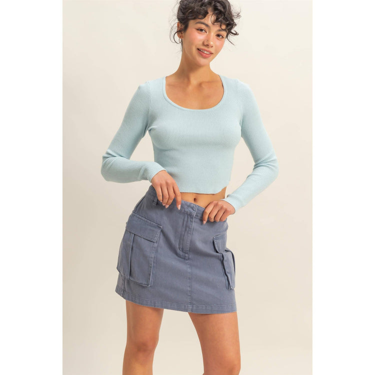 Mineral Washed Cargo Mini Skirt