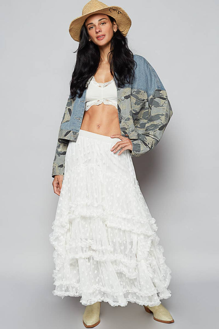 Floral embroidered ruffle lace crochet skirts