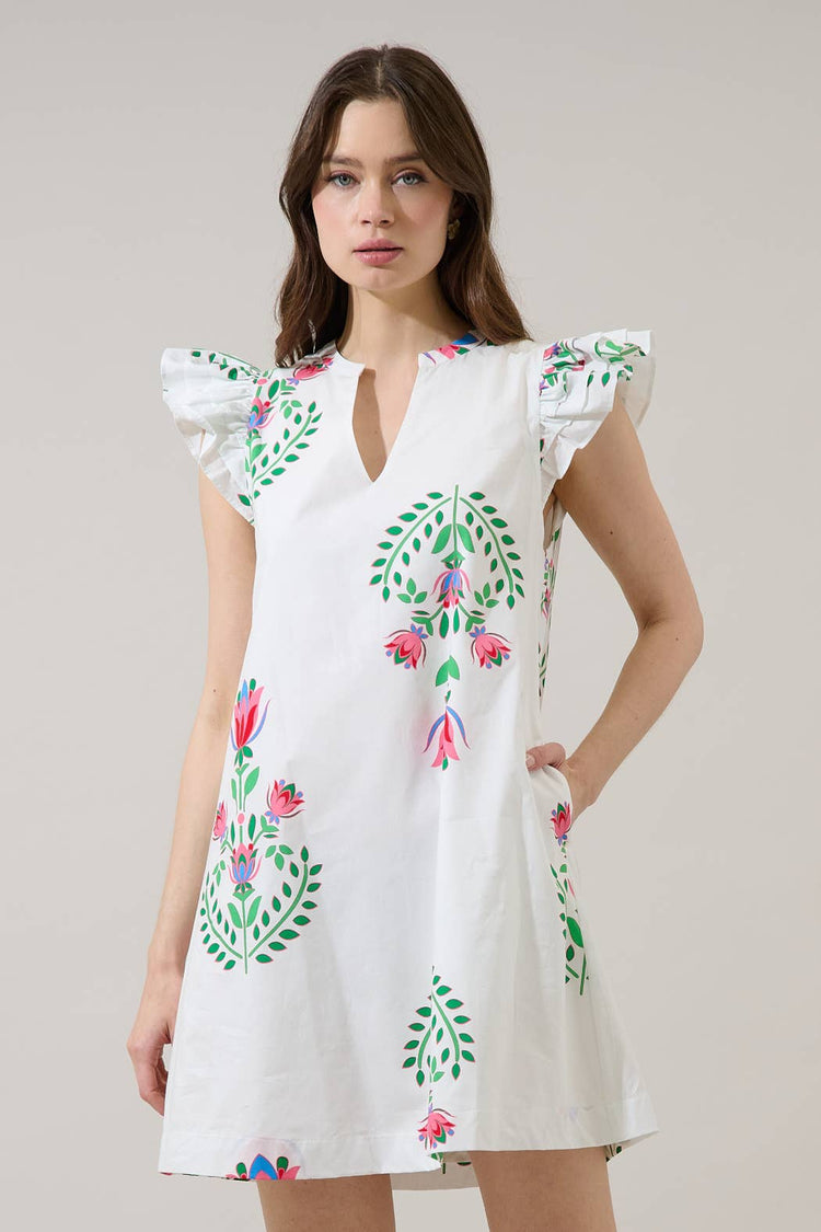 Saury Floral Evalyn Ruffle Mini Dress