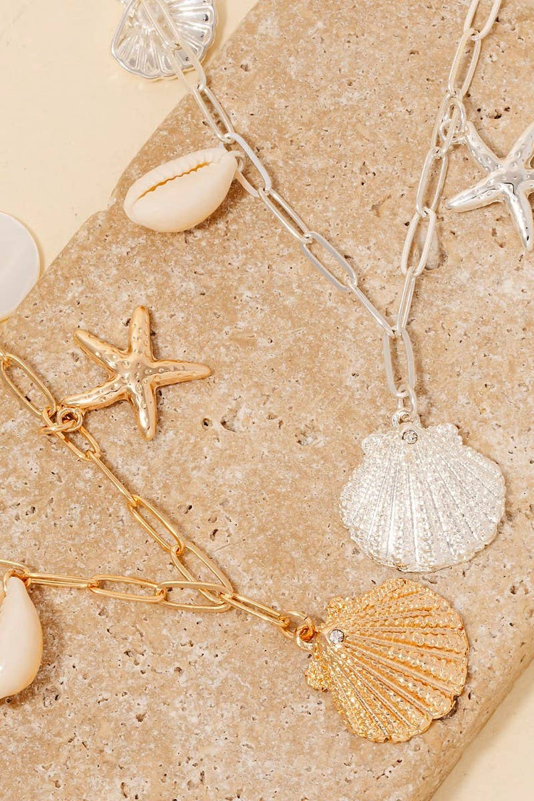 Mixed Sea Life Charms Chain Necklace