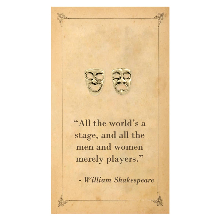 Literary Quotes Tragedy & Comedy Post Earrings