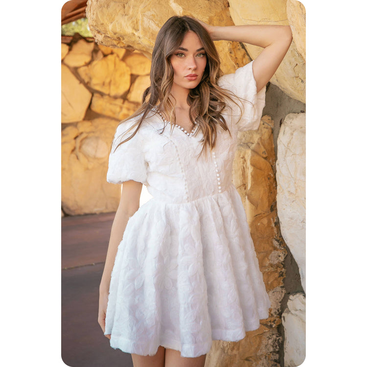 Floral Textured Tulle Mini Dress