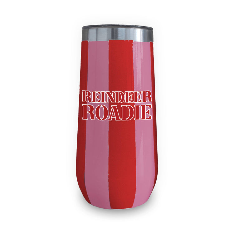 Insulated Champagne Tumbler- Reindeer Roadie Stripe