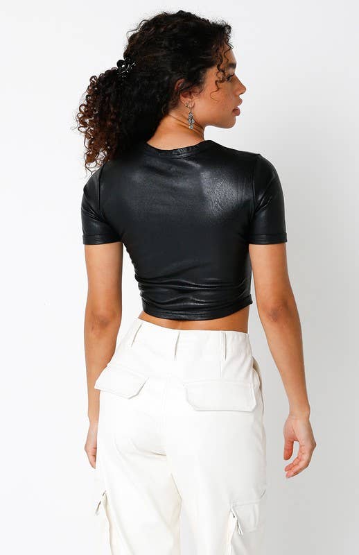 Finley PU Crop Top