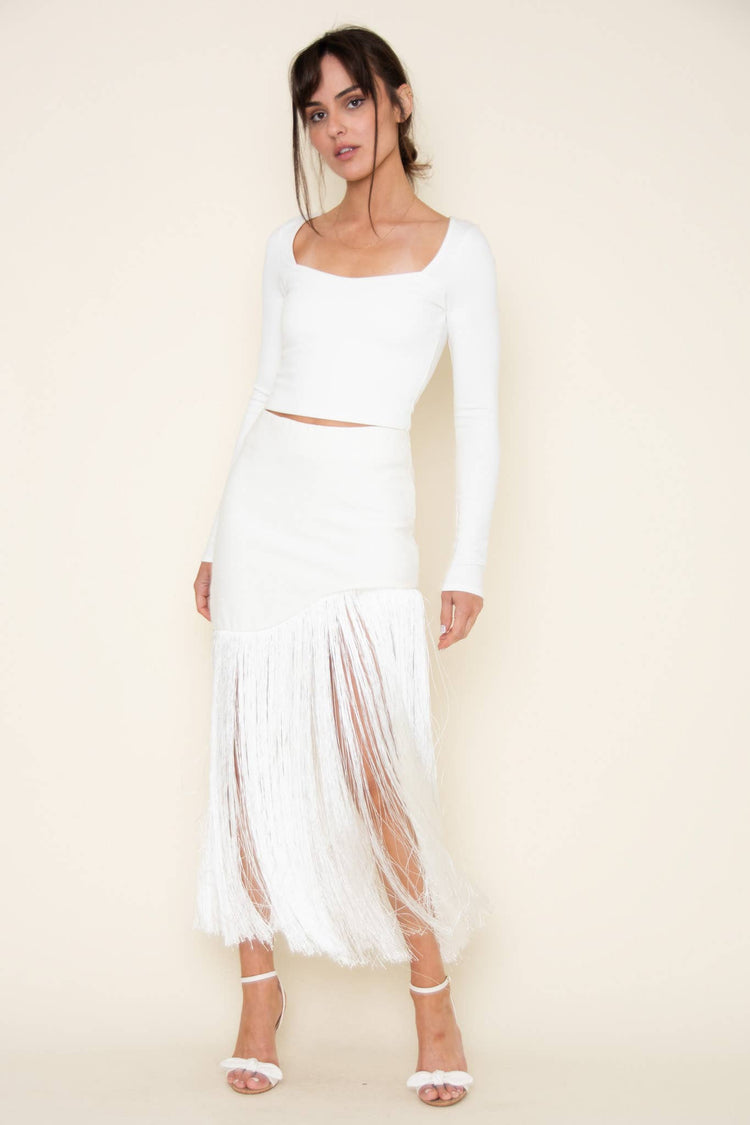 Fringe Maxi Skirt