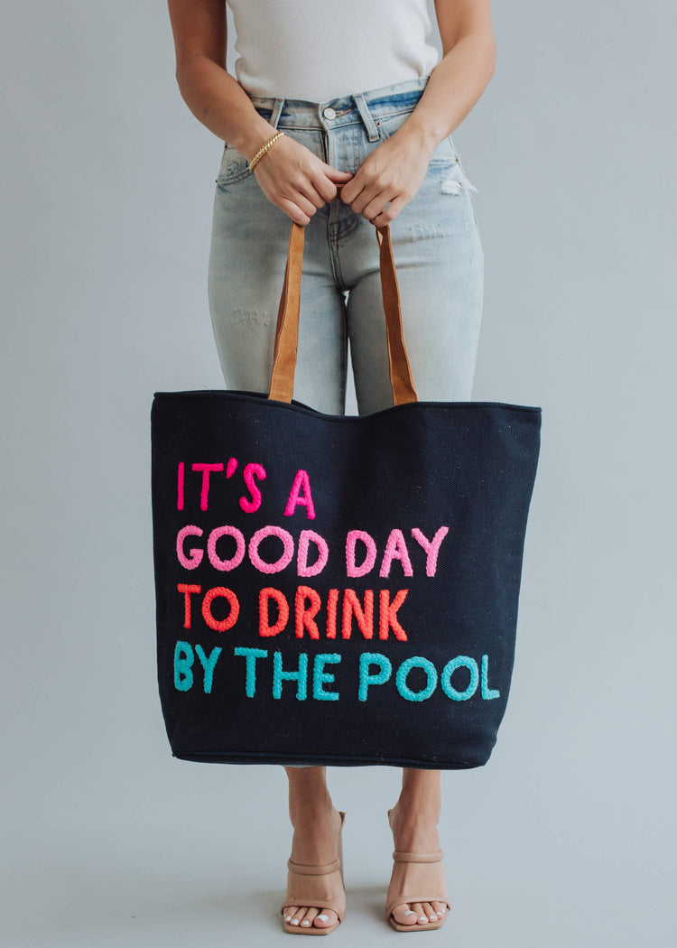 Navy Drink By The Pool Tote
