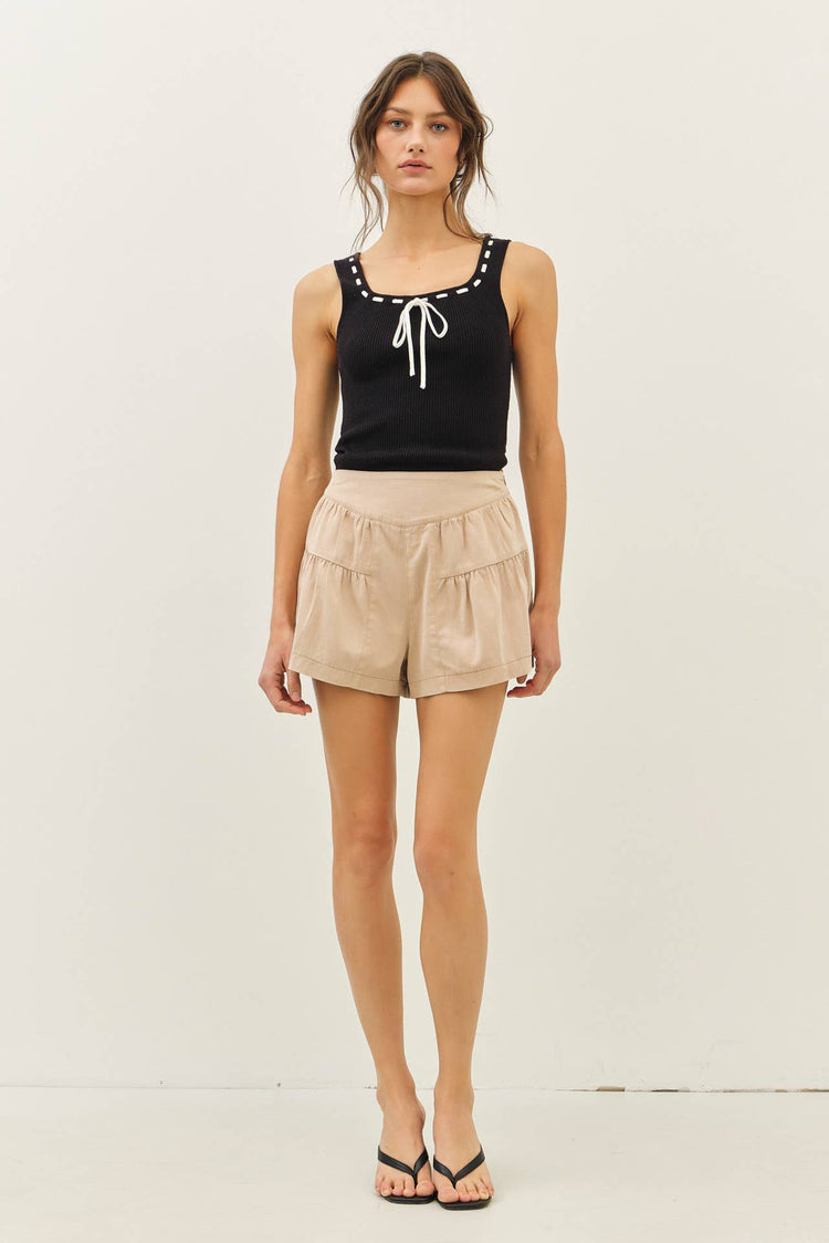 CONTRAST STITCH RIBBED SWEATER TANK TOP
